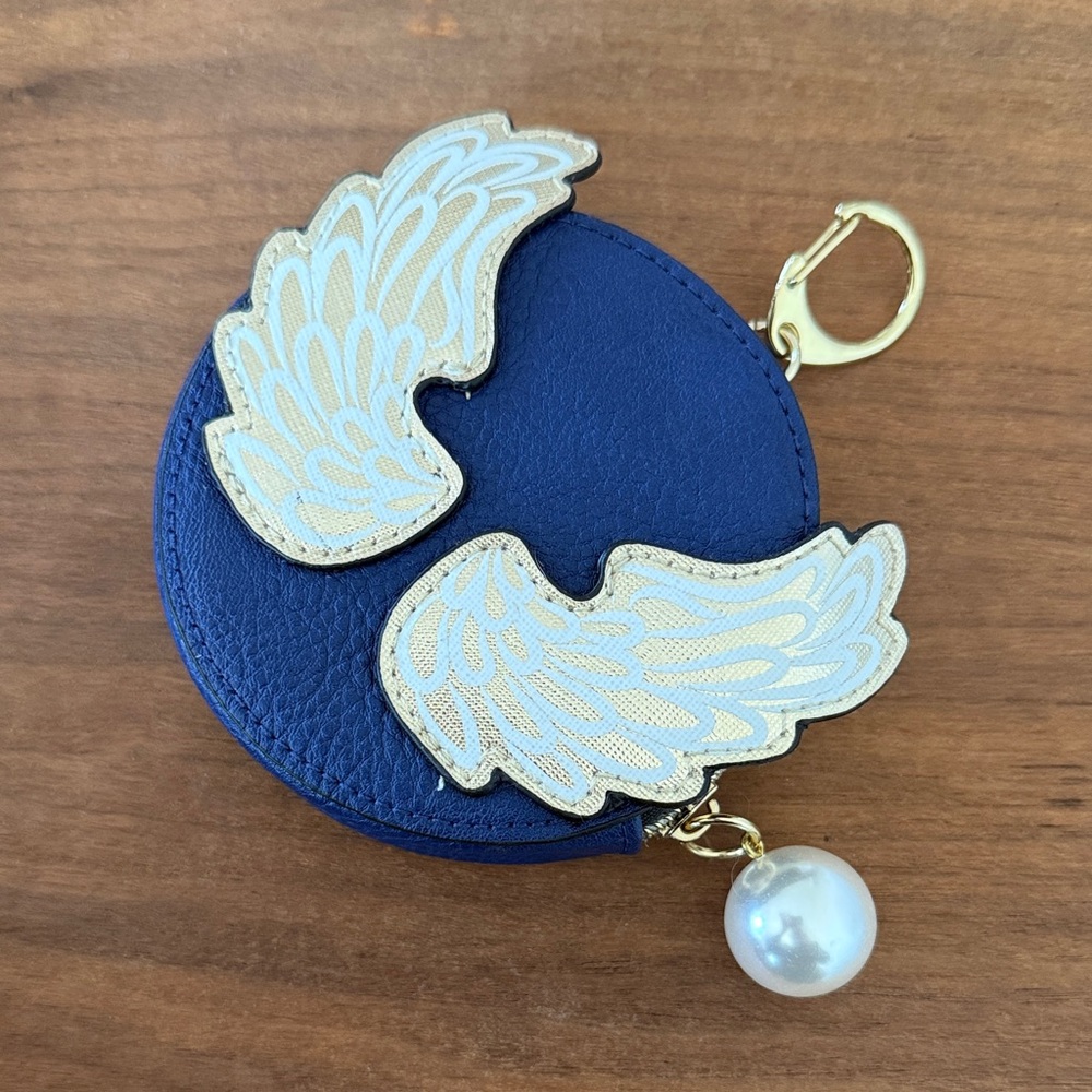 Cirque Du Soliel Corteo Coin Purse with Cream Wing Appliqué and Pearl Charm NWOT